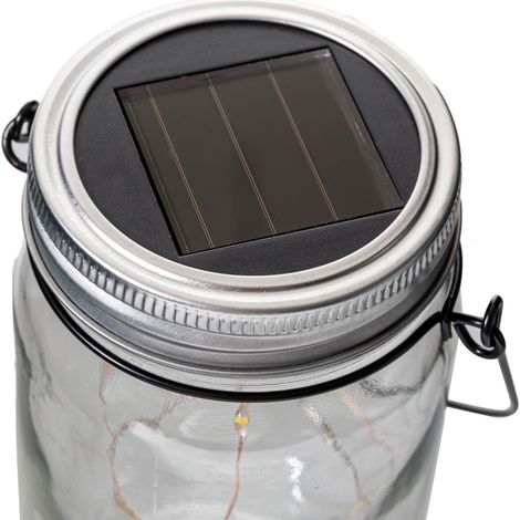 Lot De 3 Lampes Solaires En Bocal De Verre Avec 8 Led, Éclairage Solaire Pour Terrasse-aquaforge