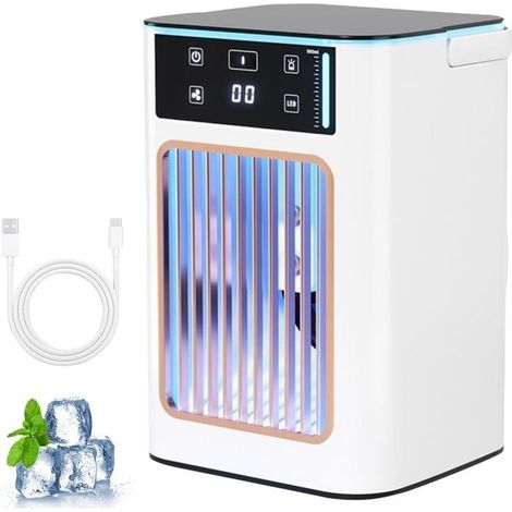 Ventilateur De Table (blanc) - Incomparable - Mini Climatiseur Usb - 900 Ml - 3 Vitesses - Ultra Silencieux-aquaforge