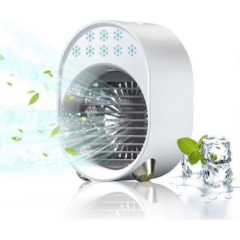 Climatiseur Portable, Mini Climatiseur Ventilateur, Rafraîchisseur D'Air Portable, Mini Climatiseur Rechargeable Blanc-aquaforge