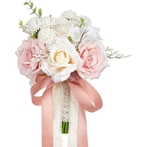 Bouquets De Mariée Et De Demoiselles D'Honneur - Roses Artificielles Blanches Et Champagne - Fleurs En Soie Pour La Décoration De Mariage Dans Les Églises Et Les Salles De Réception - Rose-aquaforge