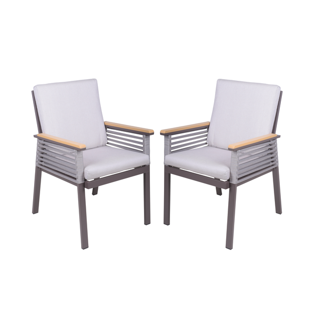 Garden Pleasure Gartensessel Denia Aluminium mit Armlehnen Hellgrau