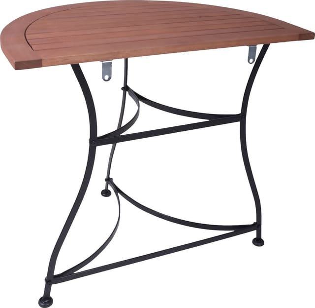 Garden Pleasure Gartentisch Wien Halbrund Holz Braun-Schwarz 85 cm x 54 cm