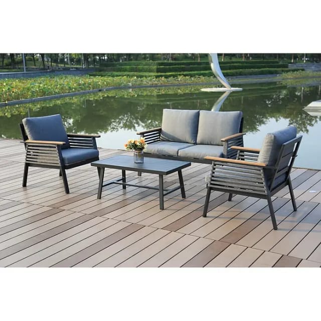 Garden Pleasure Lounge-Gruppe Denia 4-teilig Anthrazit-Grau