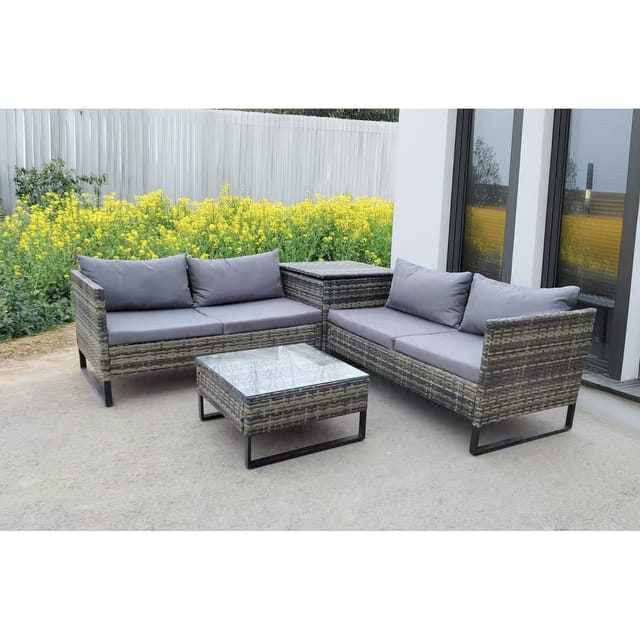 Garden Pleasure Lounge-Eckgruppe Ramira 4-teilig Schwarz-Grau