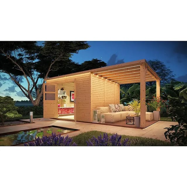 Bertilo Holz-Gartenhaus-Set Borkum 2 Natur 556 cm x 290 cm FSC®