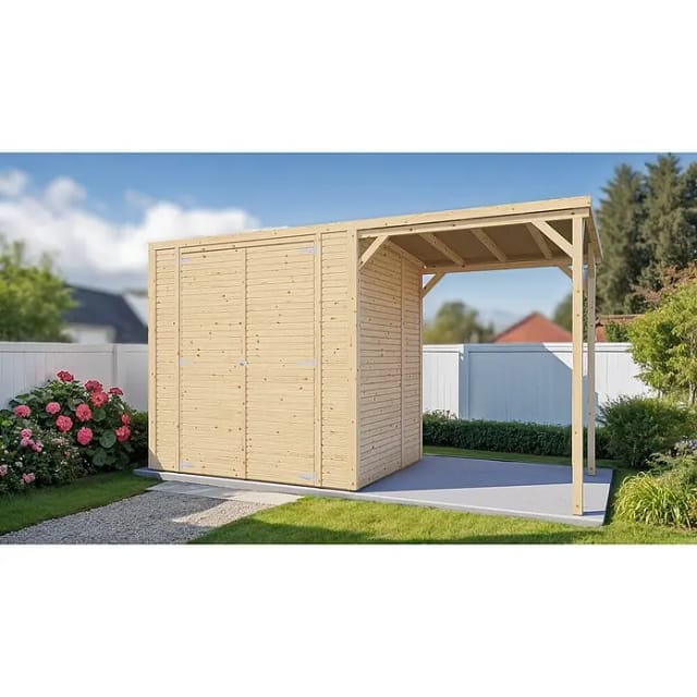 Bertilo Holz-Gartenhaus Box 2 Plus Natur 373 cm x 157 cm FSC®