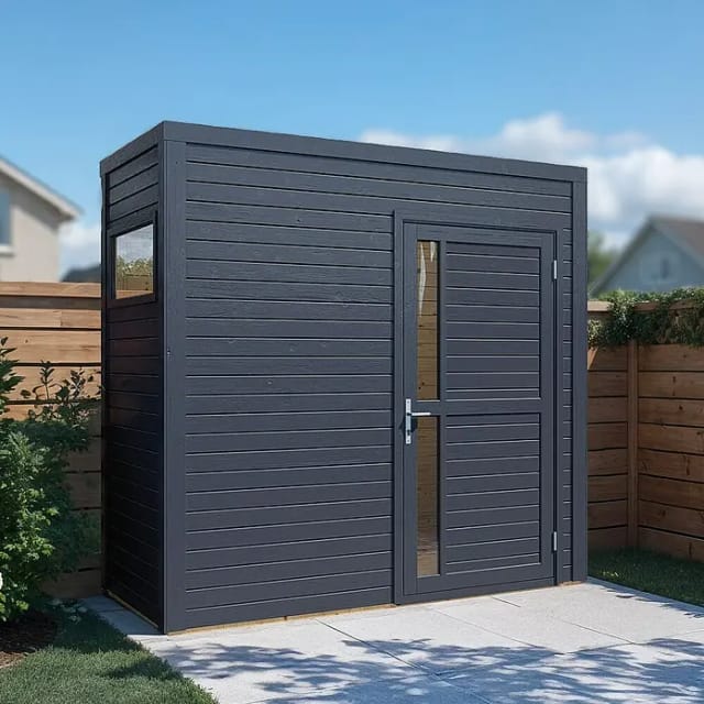 Bertilo Holz-Gartenhaus Cubus 1 Anthrazit 234 cm x 115 cm FSC®