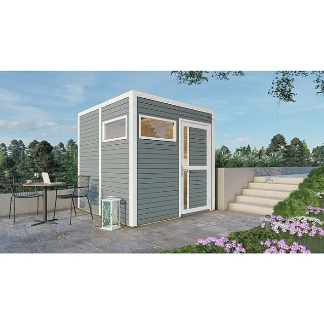 Bertilo Holz-Gartenhaus Cubus 2 Hellgrau 226 cm x 234 cm FSC®
