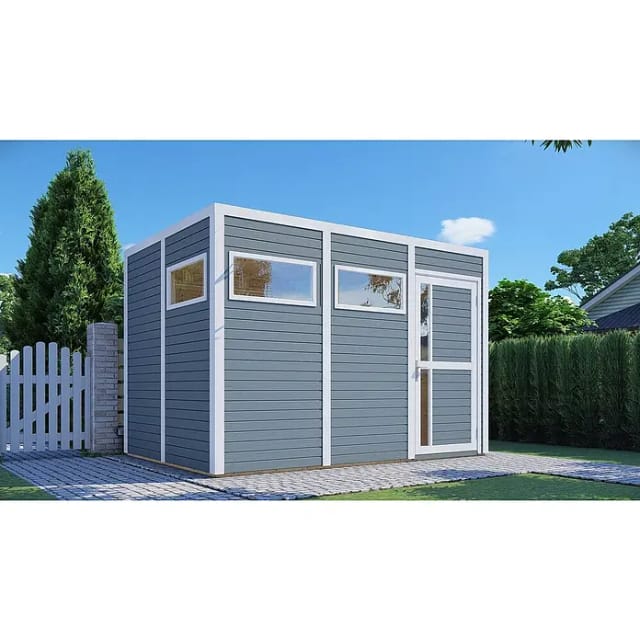 Bertilo Holz-Gartenhaus Cubus 3 Hellgrau 337 cm x 234 cm FSC®