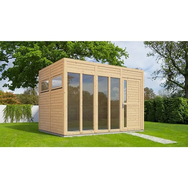 Bertilo Holz-Gartenhaus Cubus 3 Office Natur 337 cm x 234 cm FSC®