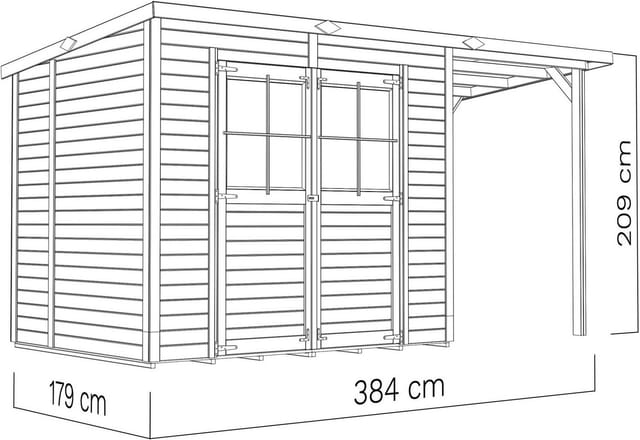 Bertilo Gerätehaus Castano 3 Plus Beige 385 cm x 180 cm FSC®
