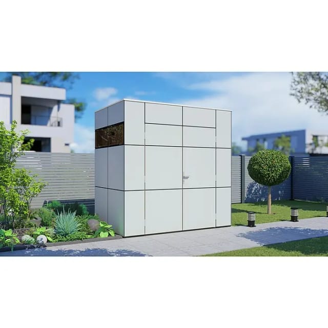 Bertilo Gartenhaus HPL Mini Hellgrau 231 cm x 152 cm FSC®