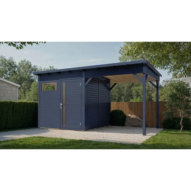 Bertilo Holz-Gartenhaus Pentus 2 Lounge Anthrazit 449 cm x 234 cm FSC®