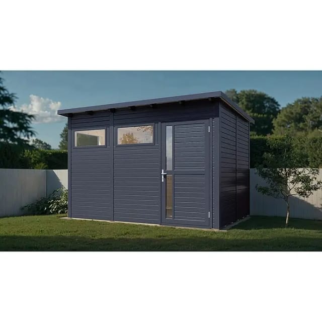 Bertilo Holz-Gartenhaus Pentus 3 Anthrazit 337 cm x 234 cm FSC®