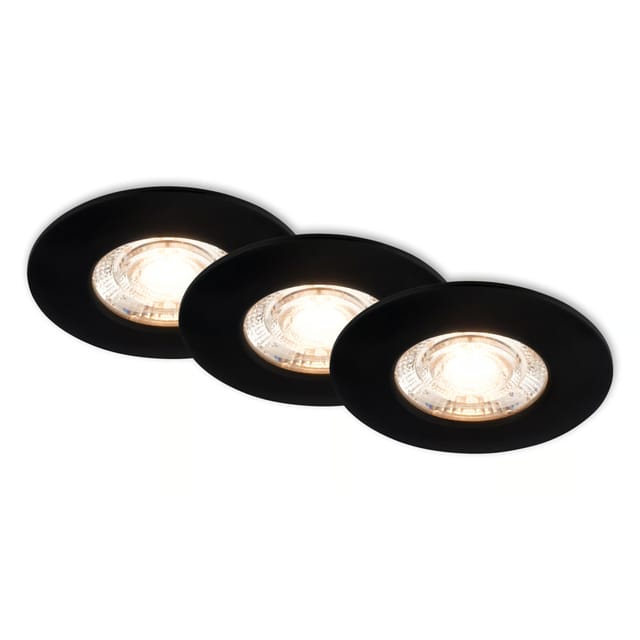 Briloner 3er Set LED Bad Einbaustrahler IP44 Warmweißes Licht Schwarz