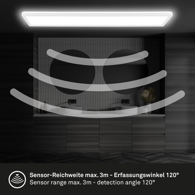 Briloner LED Panel Bewegungsmelder IP44 Flach 4000 Kelvin Weiß