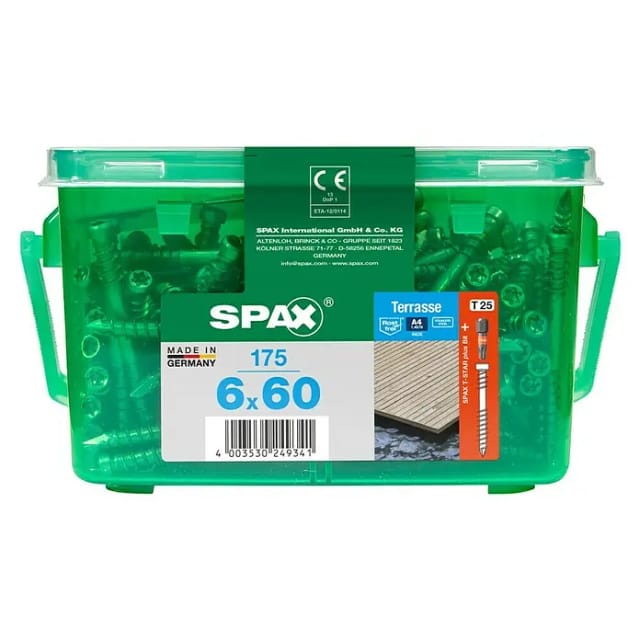 Spax Zylinderkopf Terrassenschraube T-Star plus-Antrieb Ø 6 mm x 60 mm 175 Stück