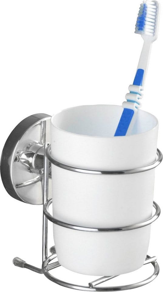 Wenko Vacuum-Loc Zahnputzbecher Milazzo Chrom-Weiß