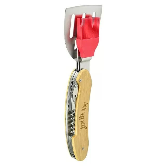 Jim Beam Klappbares 5-in-1 BBQ-Werkzeug Edelstahl Holzgriff Parawood