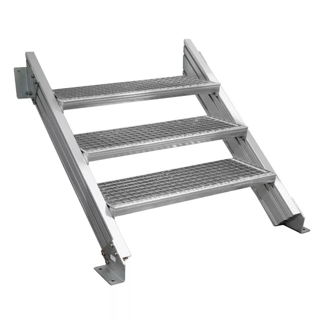 Treba Außentreppe Alaska 3 mit 3 Gitterroststufen 100 cm x 27 cm Aluminium