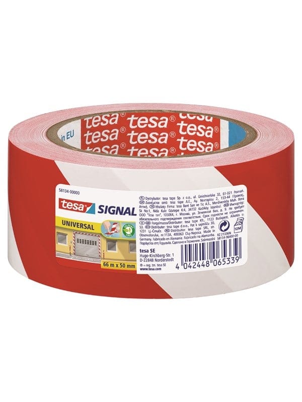 Tesa Signal Markierungsklebeband Universal Rot-Weiß 66 m x 50 mm