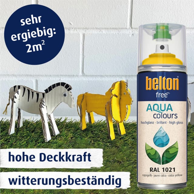 Belton Free AQUAcolours Buntlack RAL 1021 Rapsgelb hochglänzend 400 ml