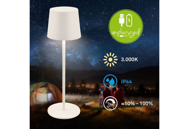 Brilo Akku-LED-Tischleuchte Bota Altweiß Ø 11 cm