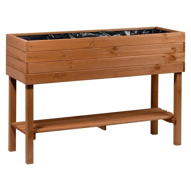 Dobar Großes Hochbeet mit Ablagefläche Braun 80 cm x 117 cm x 40 cm FSC®