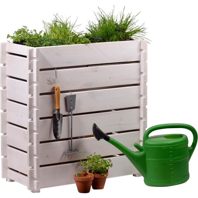 Dobar Hochbeet mit Stecksystem Kiefer Weiß 37 cm x 79 cm x 79 cm FSC®