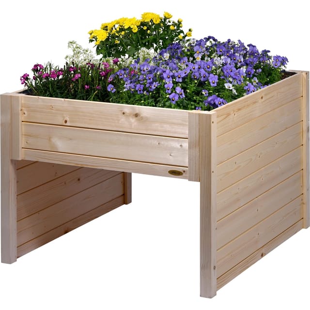 Dobar Mährobotergarage mit integriertem Pflanzkasten Natur 56 cm x 73 cm x 79 cm