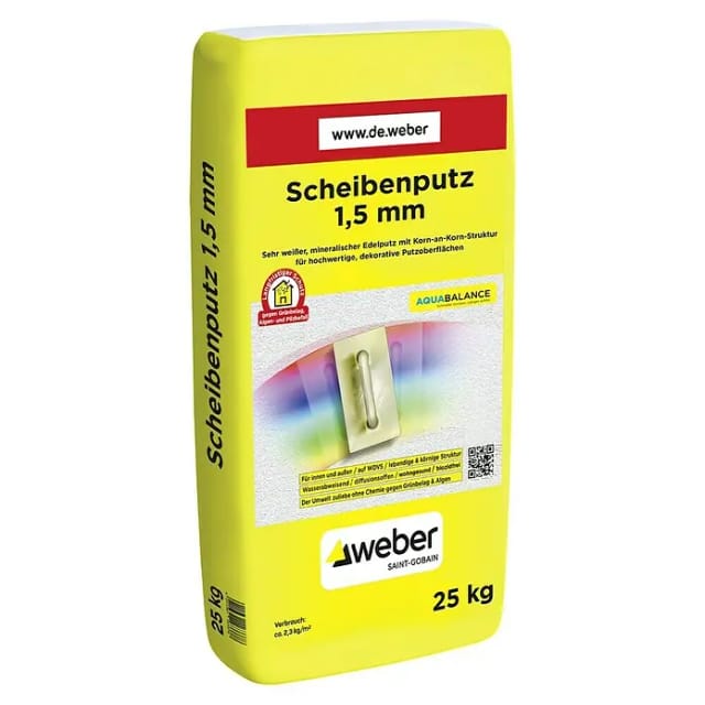 Weber Scheibenputz Weiß 1,5 mm Körnung 25 kg