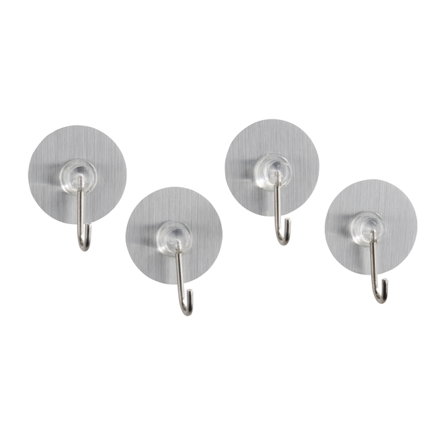 Wenko Wandhaken Static-Loc Edelstahl-Optik 4er-Set