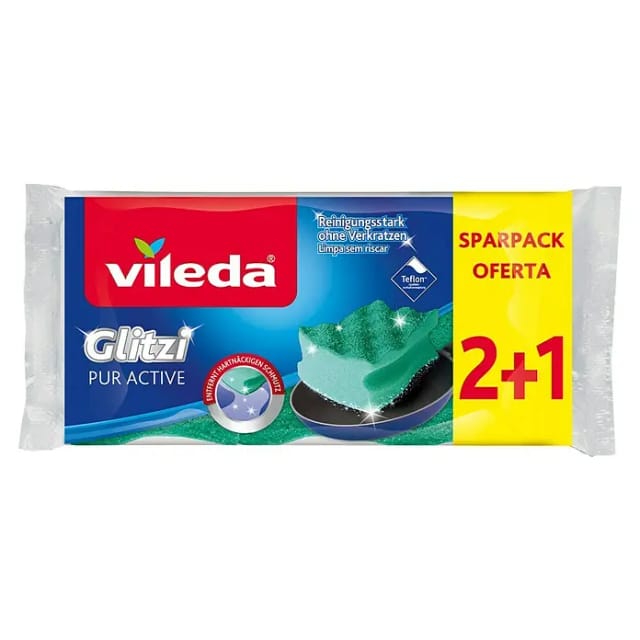 Vileda Reinigungsschwamm Glitzi Pur Active 2+1