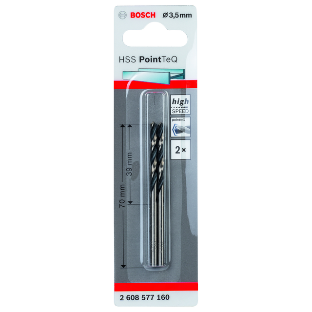 Bosch HSS-Spiralbohrer PointTeQ 3,5 mm 2er-Set