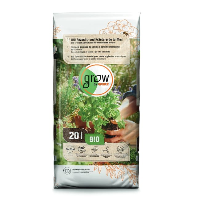 GROW by OBI BIO Anzucht- und Kräutererde torffrei 2.640, (132 x 20,) 1 Palette