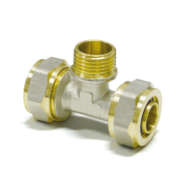 PIPETEC Schraub-T-Stück mit Außengewinde 20 mm x 2 mm - 3/4 Zoll - 20 mm x 2 mm