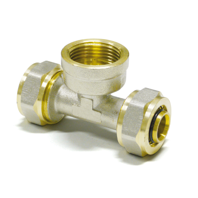 PIPETEC Schraub-T-Stück mit Innengewinde 20 mm x 2 mm - 3/4 Zoll - 20 mm x 2 mm