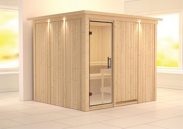 Karibu Sauna Gunda LED-Dachkranz Natur