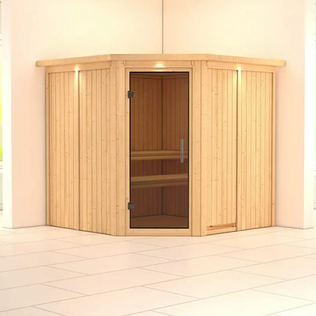 Karibu Sauna Jorma LED-Dachkranz Natur