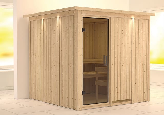 Karibu Sauna Rikka LED-Dachkranz Natur
