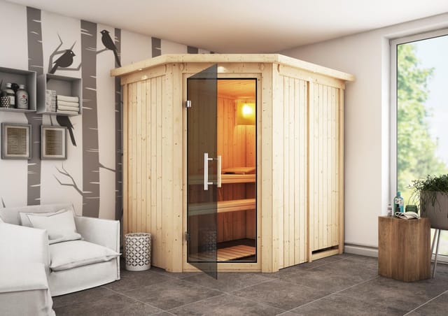Karibu Sauna Cleo LED-Dachkranz Natur