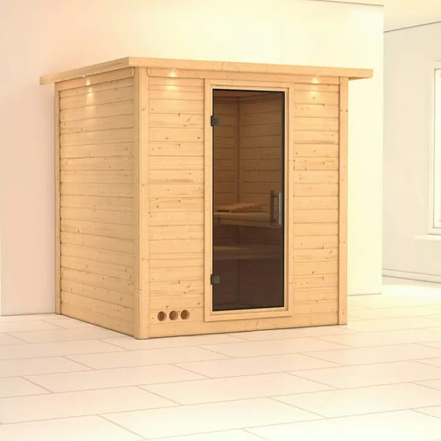 Karibu Sauna Marika LED-Dachkranz Natur