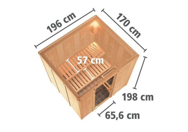 Karibu Sauna Dilja LED-Dachkranz Natur