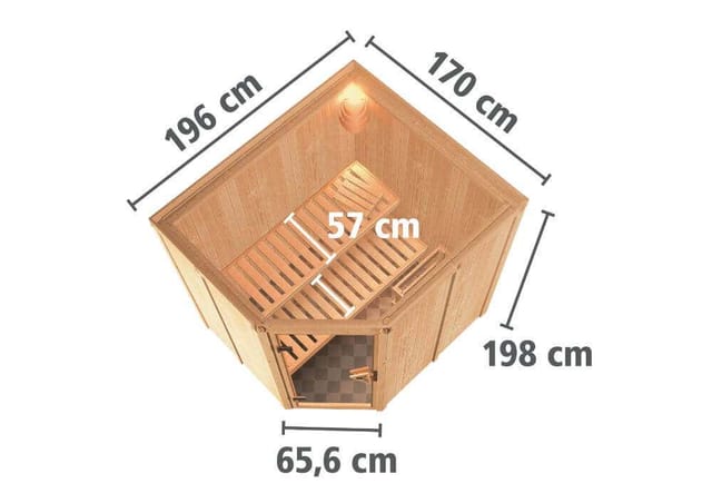 Karibu Sauna Livia LED-Dachkranz Natur