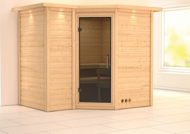Karibu Sauna Steena 2 LED-Dachkranz Natur