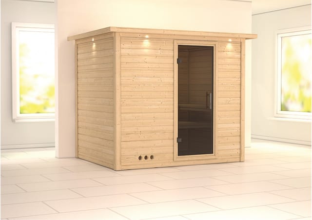 Karibu Sauna Sarina LED-Dachkranz Natur