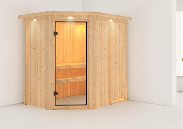 Karibu Sauna Silva LED-Dachkranz Natur