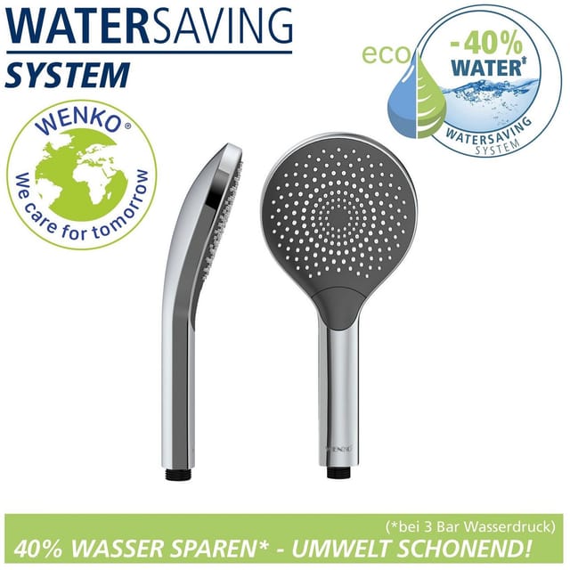 Wenko Handbrause Watersaving 12 cm x 12 cm ABS-Kunststoff Chrom glänzend
