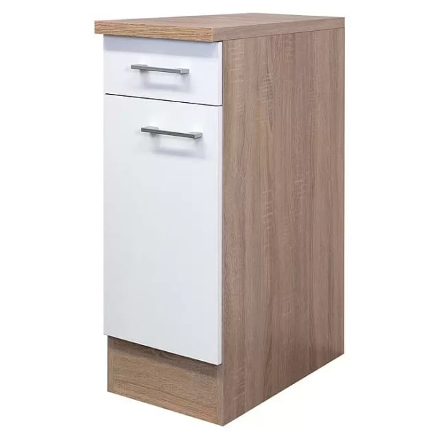 Flex-Well Classic Küchen-Unterschrank Florida 30 cm Weiß-Sonoma Eiche