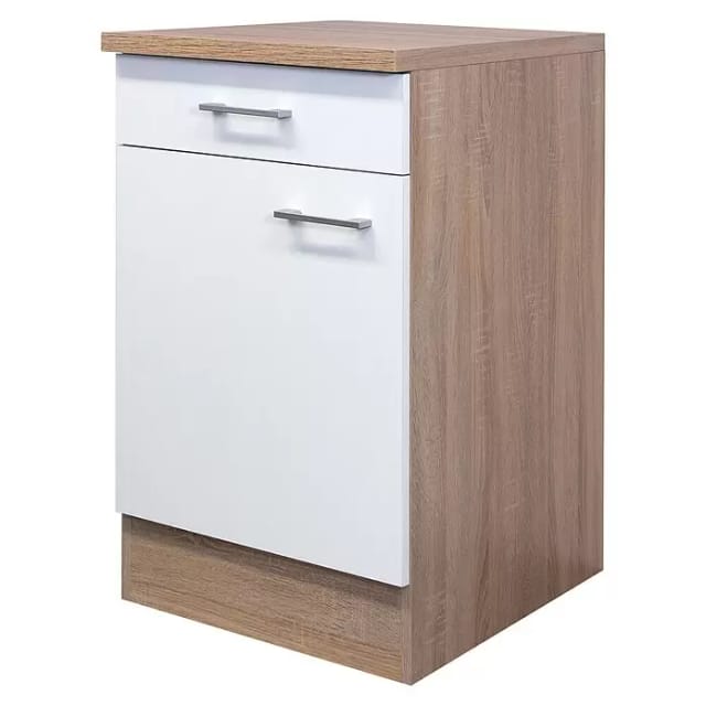 Flex-Well Classic Küchen-Unterschrank Florida 50 cm Weiß-Sonoma Eiche